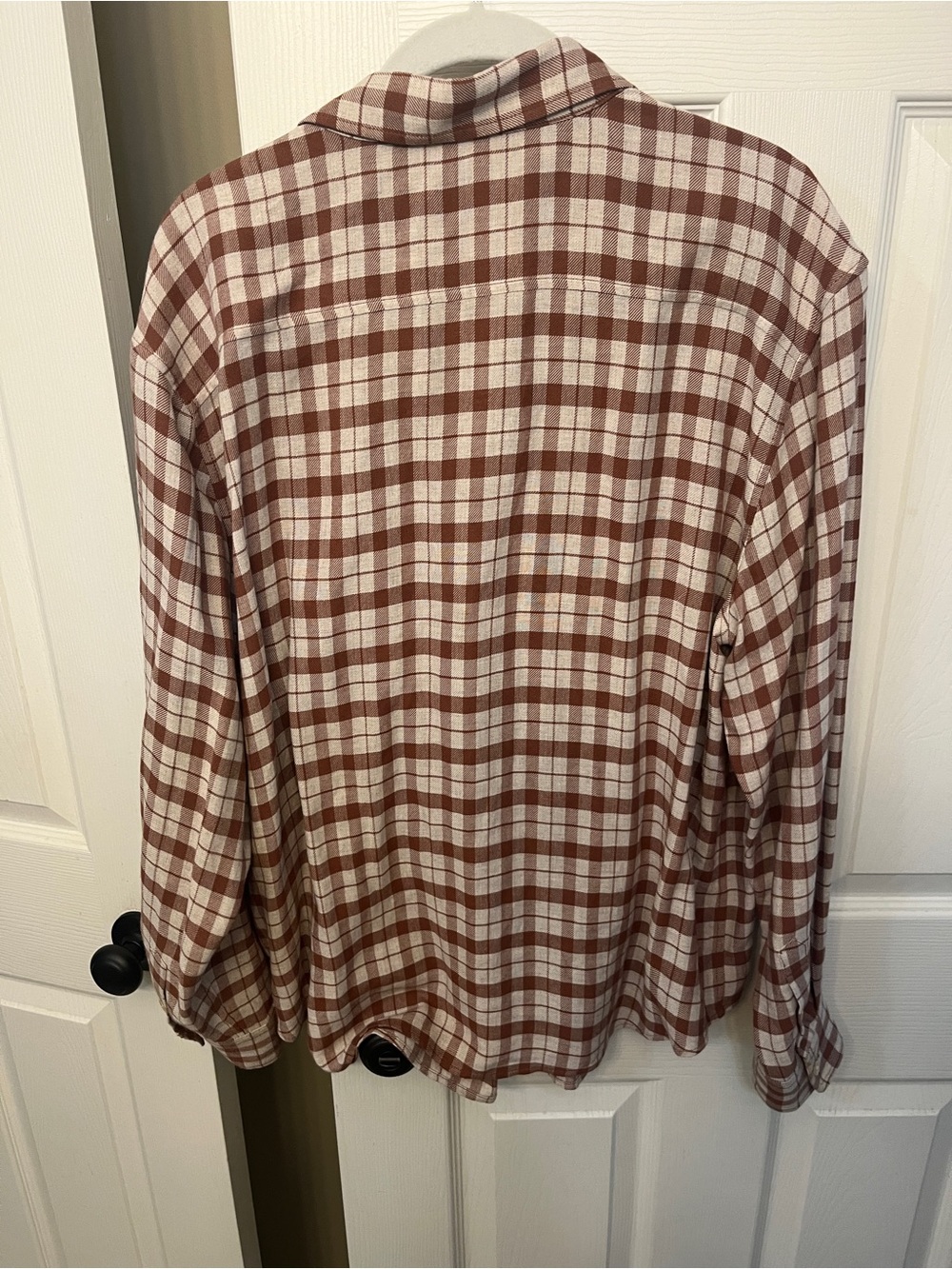 Aritzia Wilfred Free Women’s Rust Plaid Button-Up Shirt size L - Picture 2 of 3